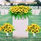 3 Pieces Artificial Cemetery Flowers for Headstone Memorial Day Flowers Funeral Headstone Saddle Sunflowers Bouquets with Vase for Outdoor Tombstone Grave Decoration(Yellow)